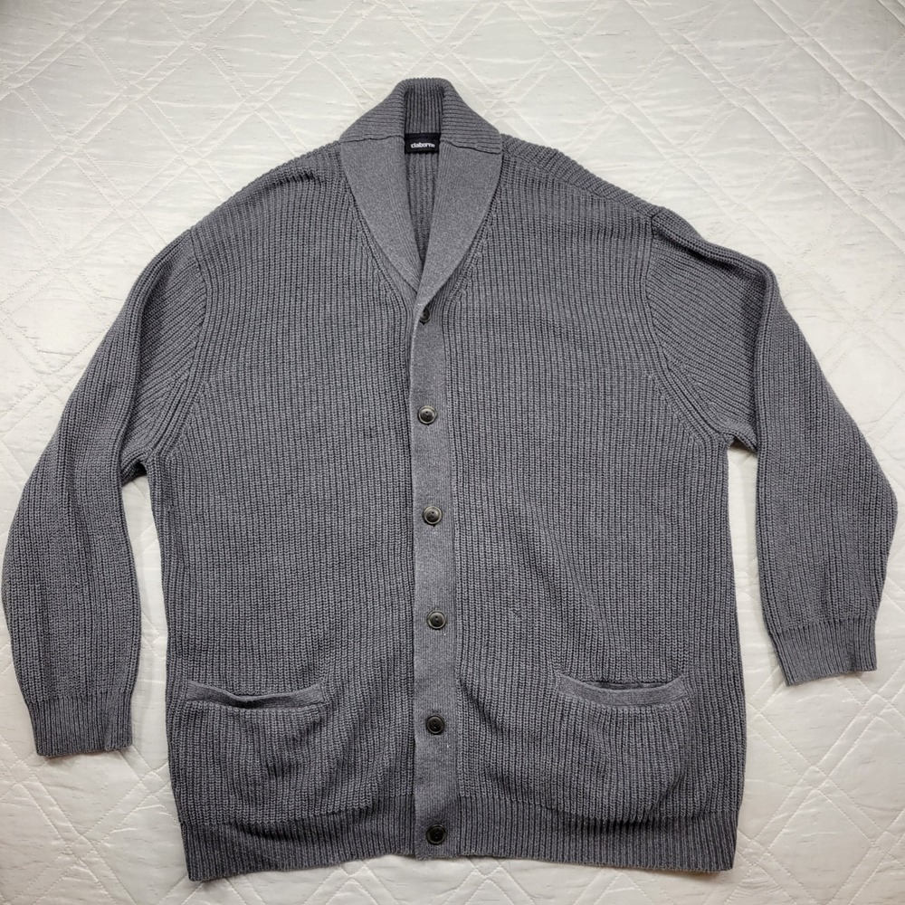 claiborne women's gray shawl collar cardigan sweater‎ size 5XL